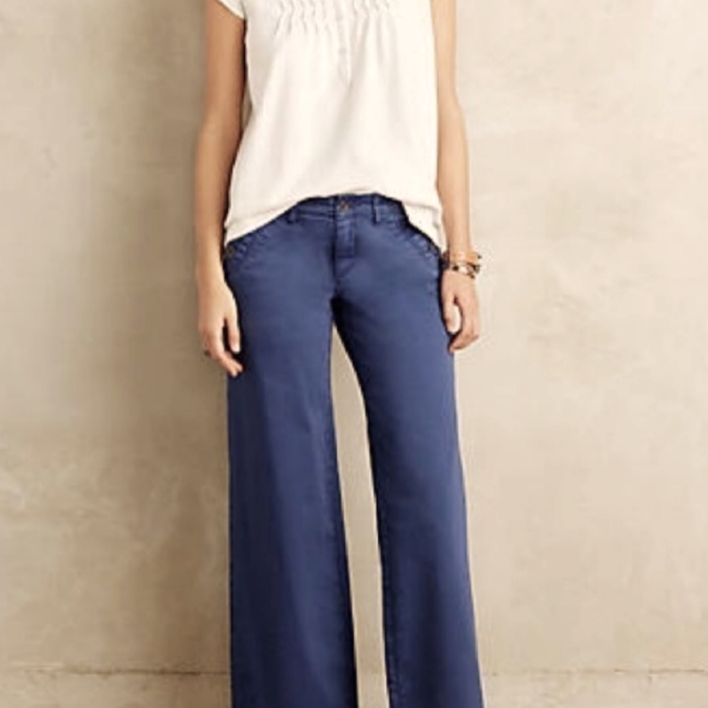 Anthropologie Pilcro and the Letterpress  Blue Wide leg Chino khaki Pant 31
